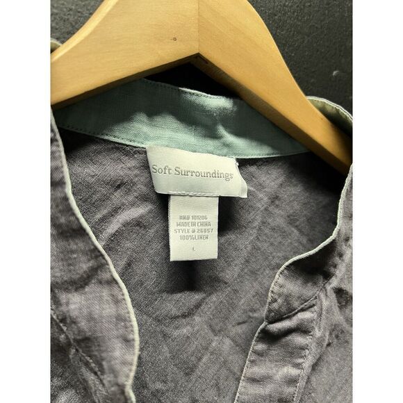 Soft Surroundings Linen Tunic Top Womens Size L Grey Coastal Lagenlook - Picture 2 of 6